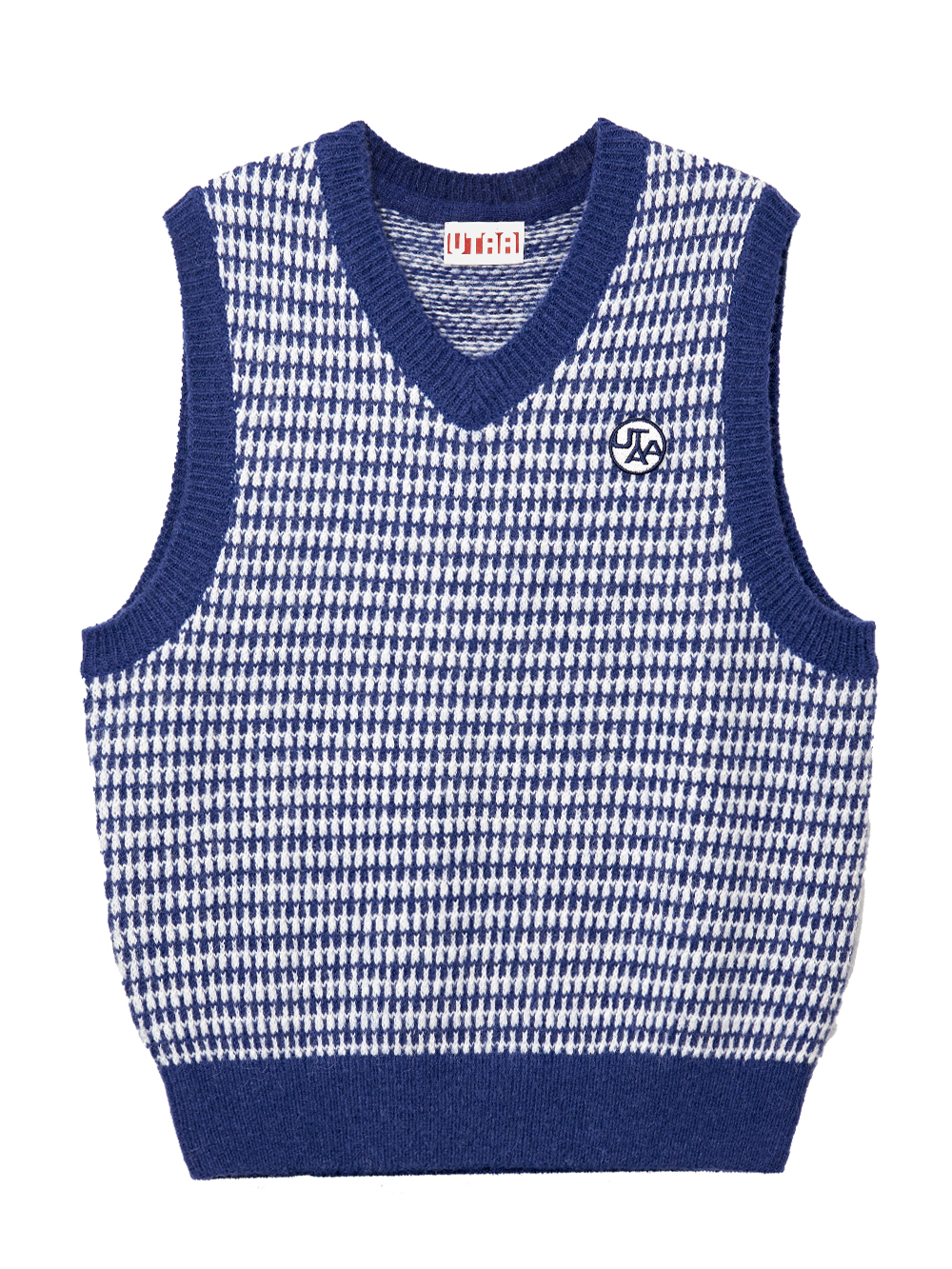 UTAA Rabbit Tooth Knit Vest : Sky Blue - Ảnh 9
