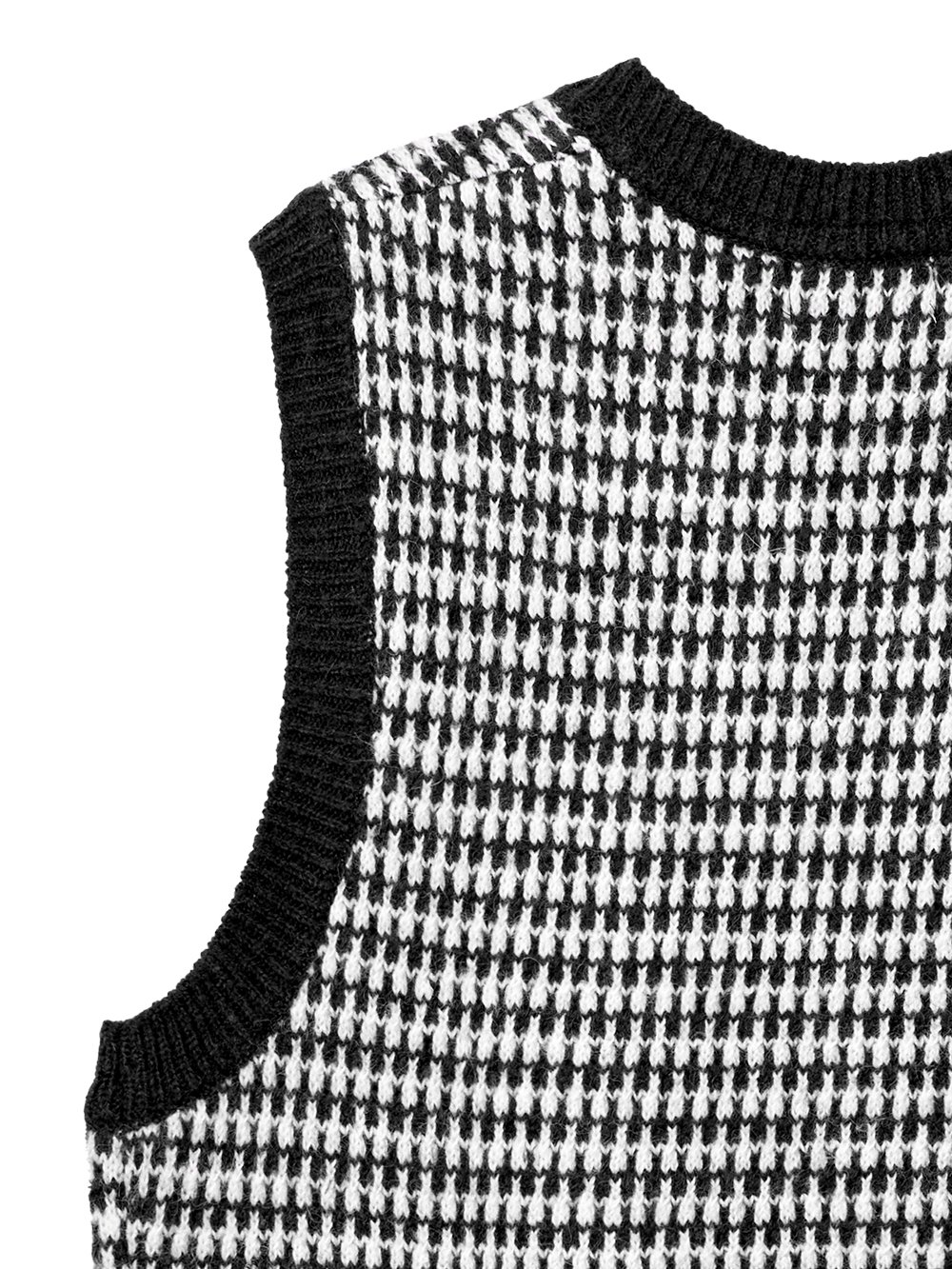 UTAA Rabbit Tooth Knit Vest : Black - Ảnh 9