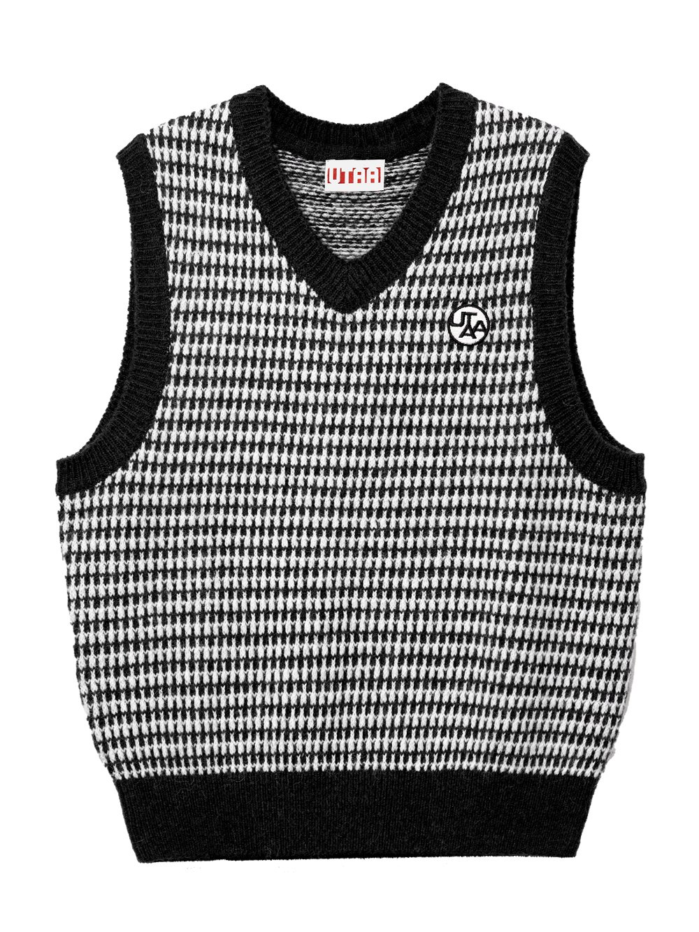 UTAA Rabbit Tooth Knit Vest : Black - Ảnh 5