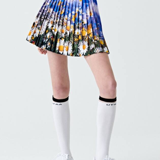 UTAA Wild Flower Pleats Skirt : Blue