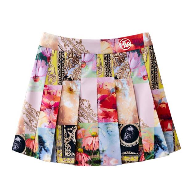 UTAA Fiesta Patchwork Pleats Skirt : Light Pink