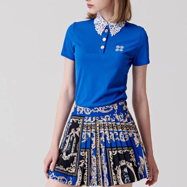 UTAA Ducat Lace Flare PK T-shirts : Blue