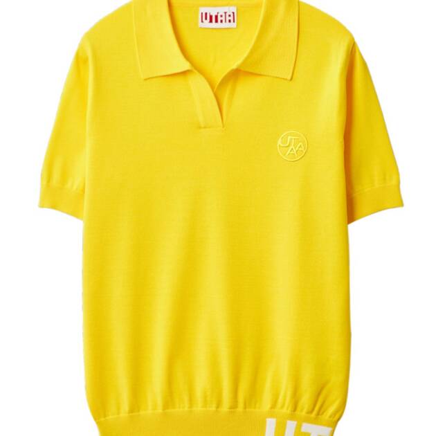 UTAA Pixel Logo Openneck Knit Tee : Women's Yellow