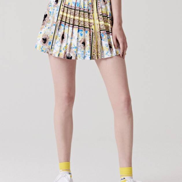 UTAA Neon Buckingham Pleats Skirt : Yellow