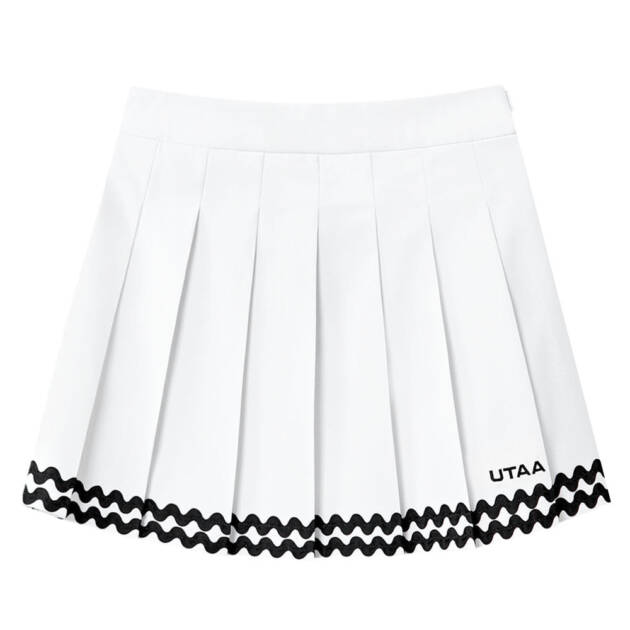 UTAA Tilde Wave Stripe Pleats Skirt : White