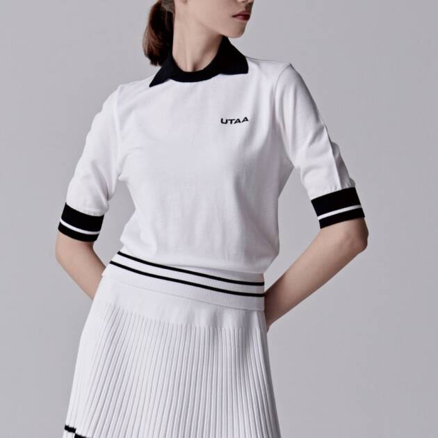 UTAA Logo Openneck Knit Pullover : Women's White