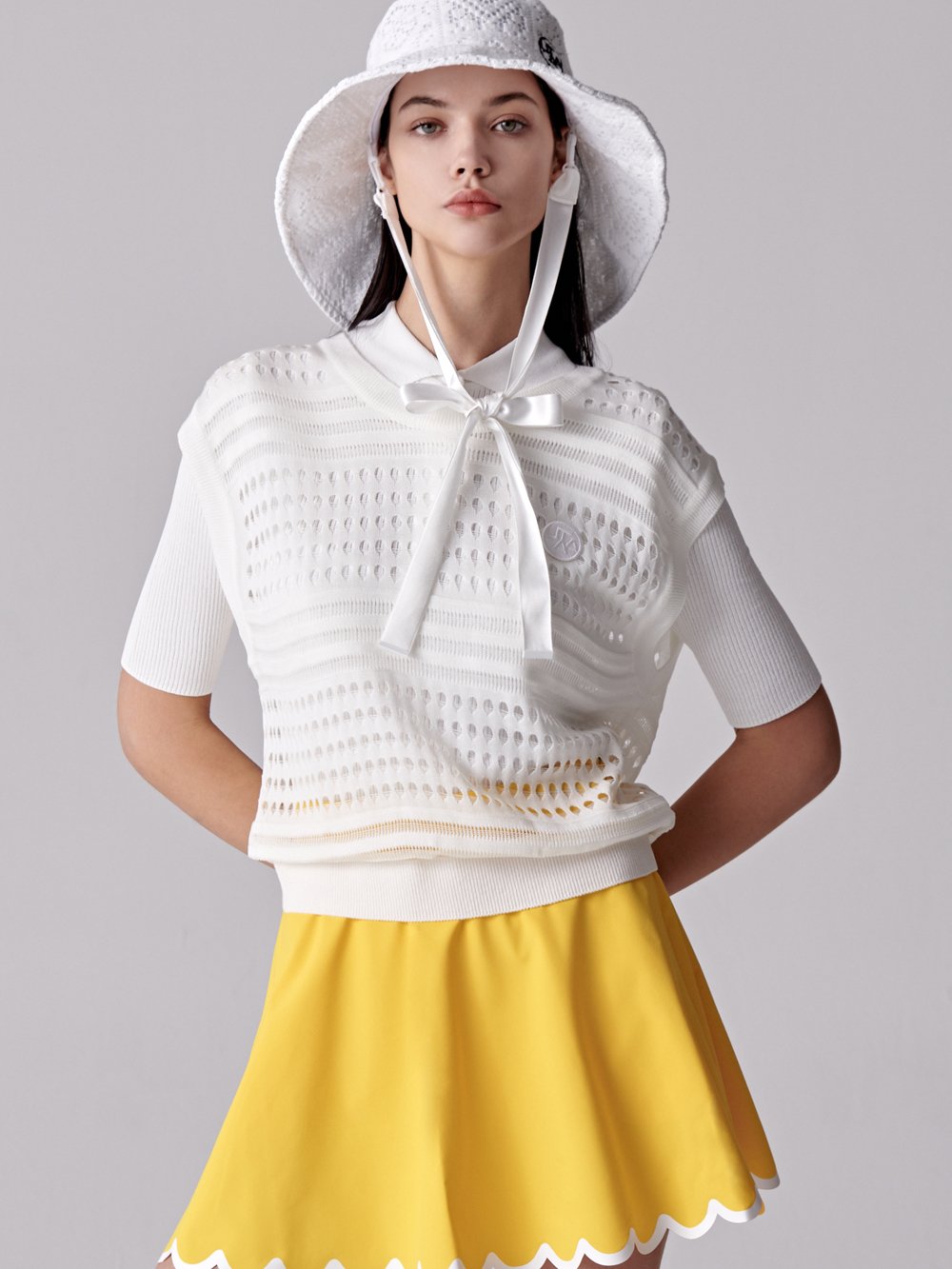 UTAA Punching Scasi Knit Vest : Women's White - Ảnh 2