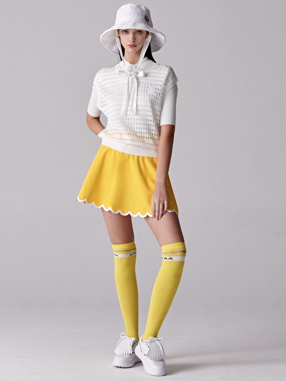 UTAA Punching Scasi Knit Vest : Women's White - Ảnh 3