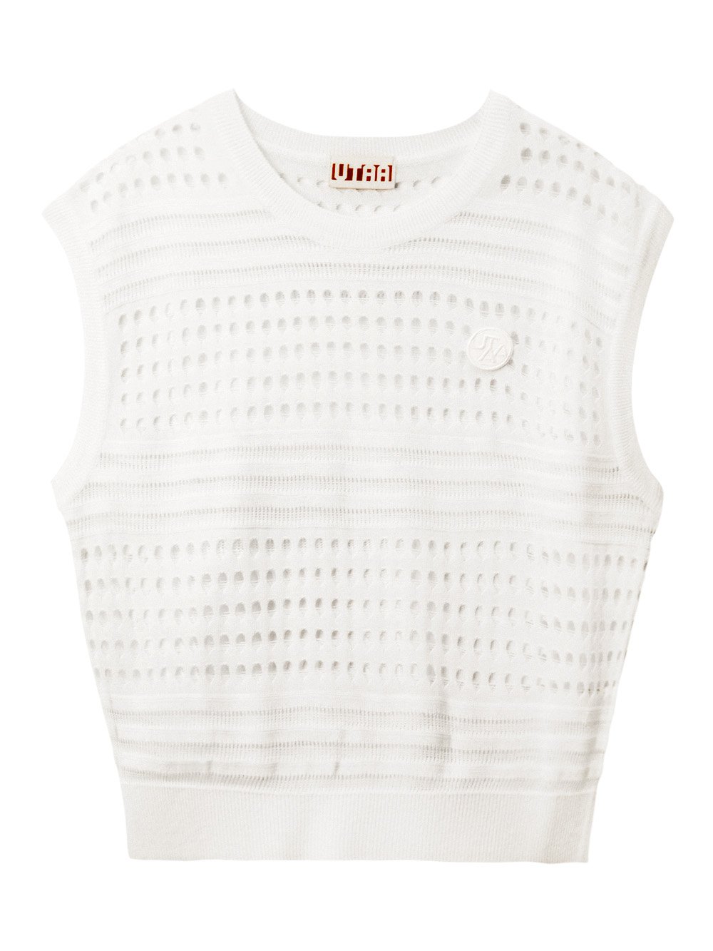 UTAA Punching Scasi Knit Vest : Women's White - Ảnh 5