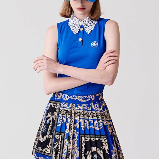 UTAA Ducat Lace Flare Sleeveless : Blue