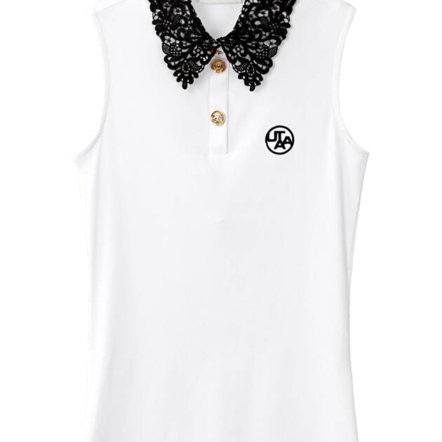 UTAA Ducat Lace Flare Sleeveless : White