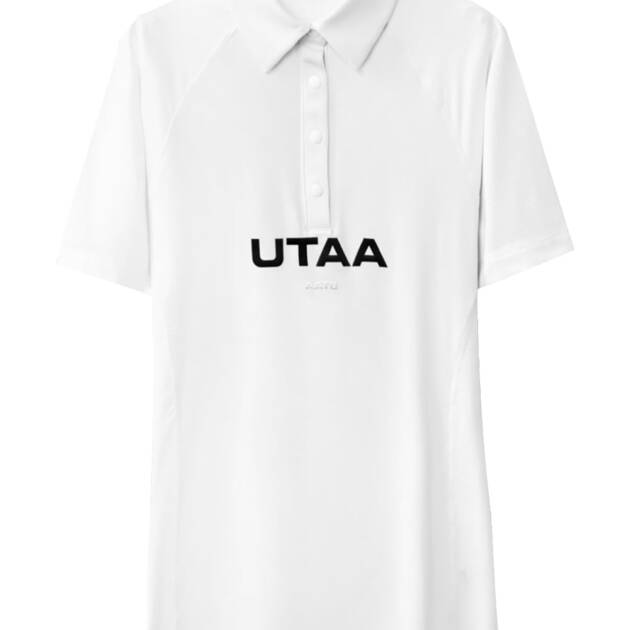 UTAA Reflected Logo Mesh Raglan Polo T-Shirts : Women's White